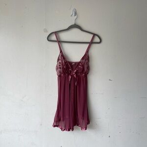 Dusty Rose Pink Frilly Mesh Sequin Floral Bow Short Dress w/ Satin Trim Size L